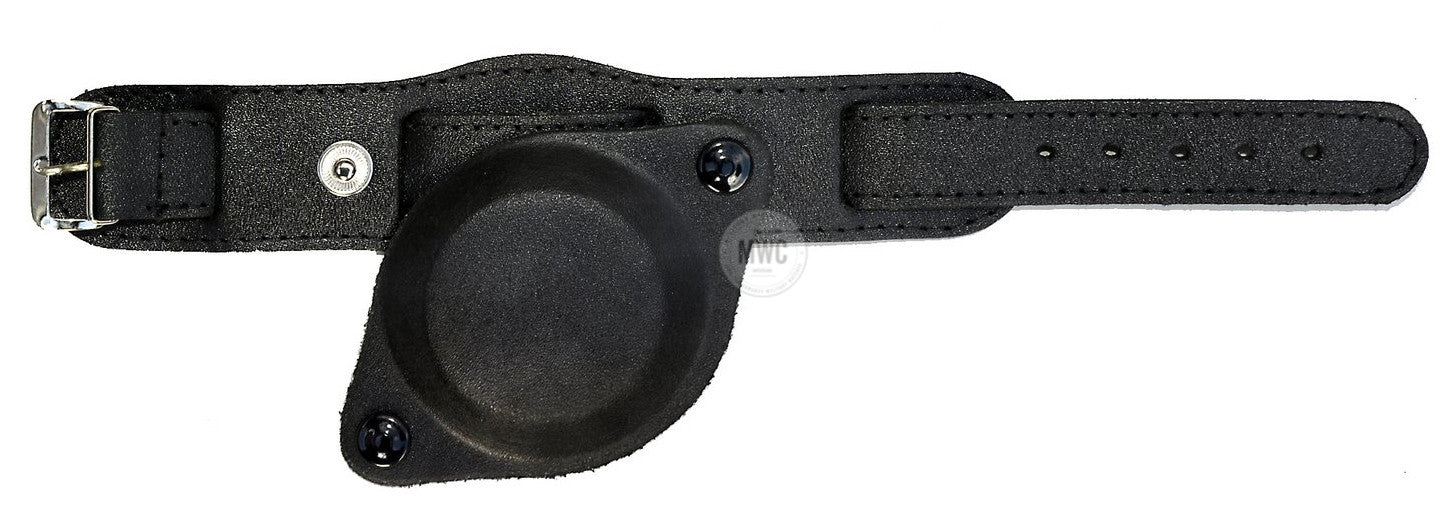 18mm Black 1950s Pattern Leather Military Watch Strap with Protective Face Cover - Image 5