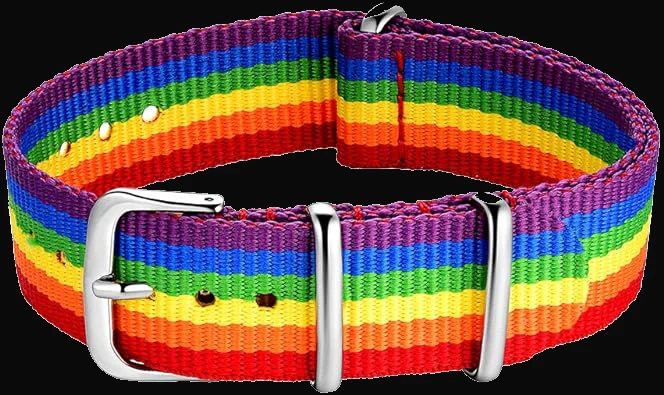 18mm LGBT Rainbow NATO Military Watch Strap in Ballistic Nylon Webbing - Image 2