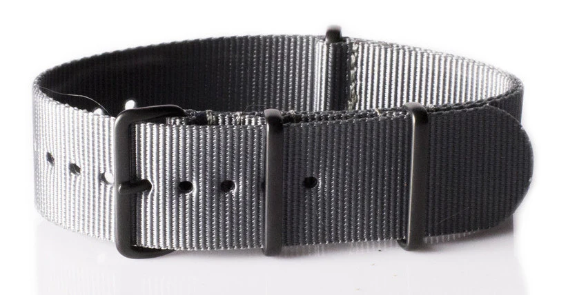 20mm Grey NATO Watch Strap with PVD Black Covert Buckles - Image 3