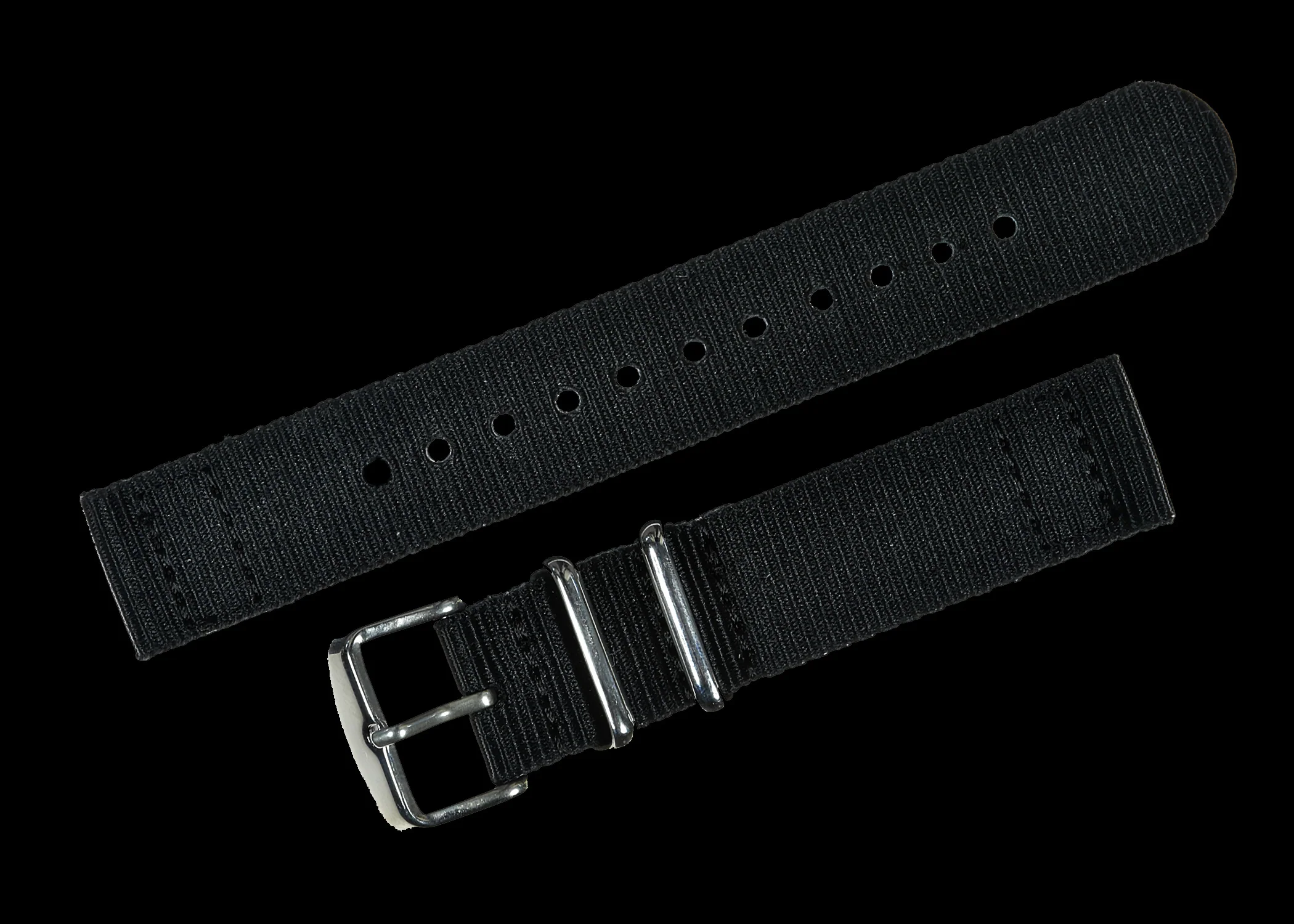 2 Piece 20mm Black NATO Military Watch Strap in Ballistic Nylon with Stainless Steel Fasteners - Image 3