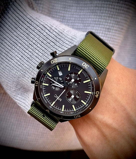 Limited Edition MWC 100m Water Resistant Swiss Airline Pilots Chronograph (Covert PVD Finish) - Image 10