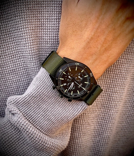 Limited Edition MWC 100m Water Resistant Swiss Airline Pilots Chronograph (Covert PVD Finish) - Image 6
