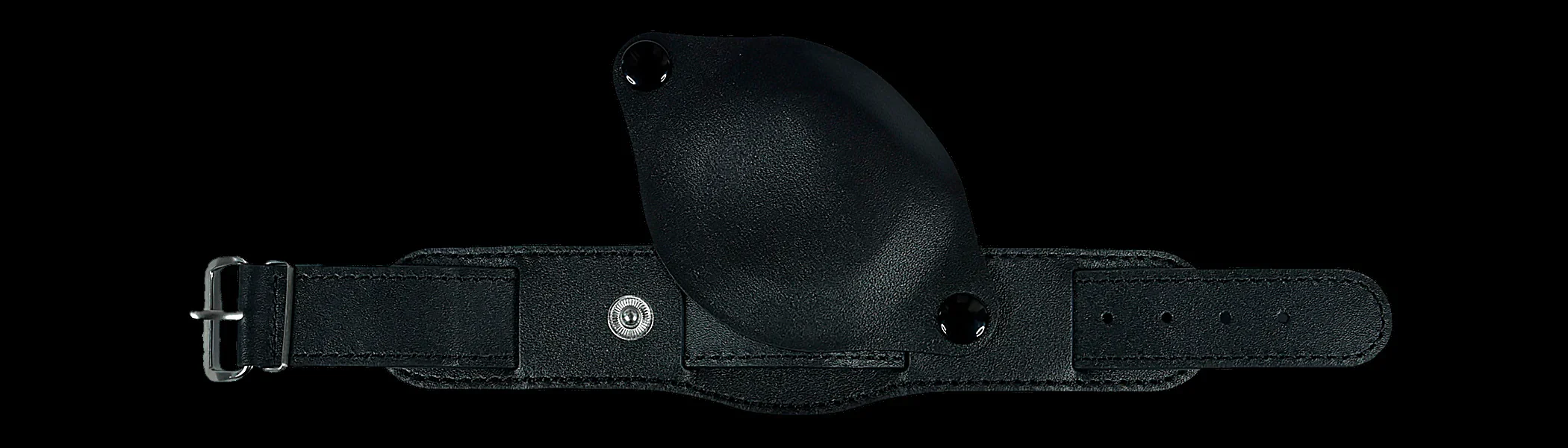 18mm Black 1950s Pattern Leather Military Watch Strap with Protective Face Cover - Slight Seconds to Clear at just 25% of the normal price! - Image 2