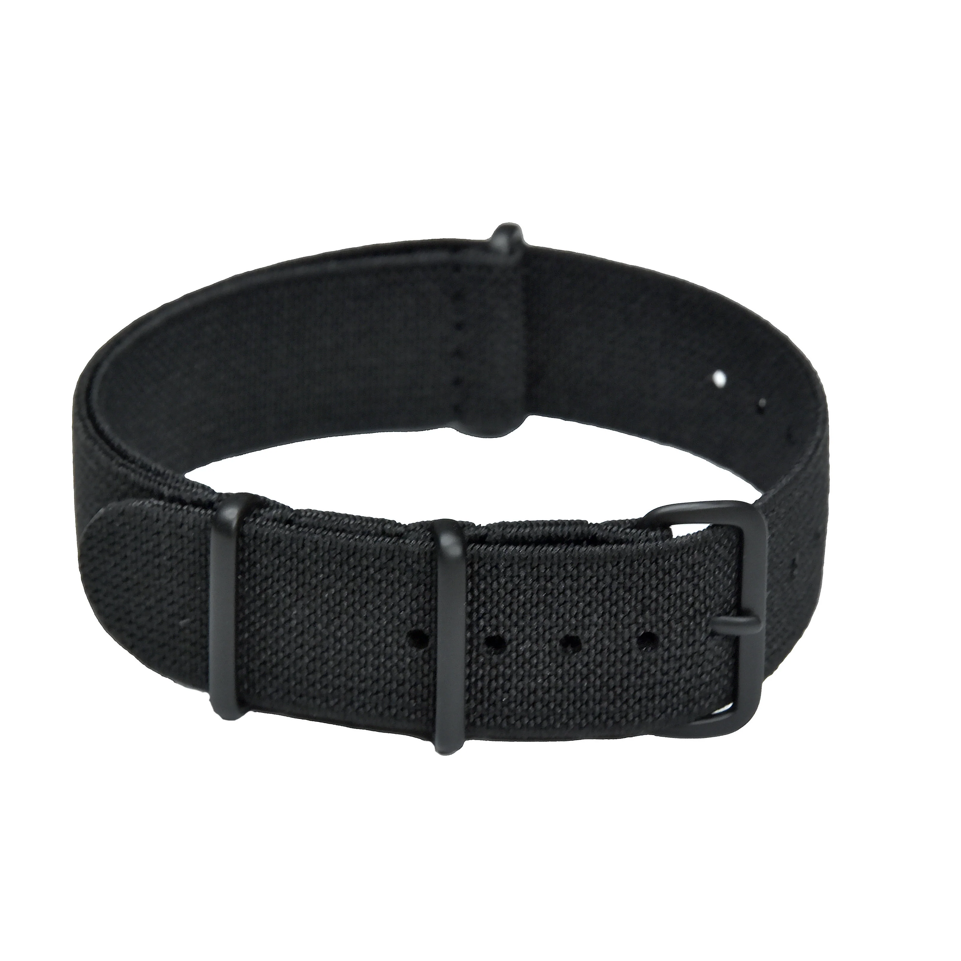 20mm Elasticated Black NATO Military Watch Strap with PVD Buckles - Image 2