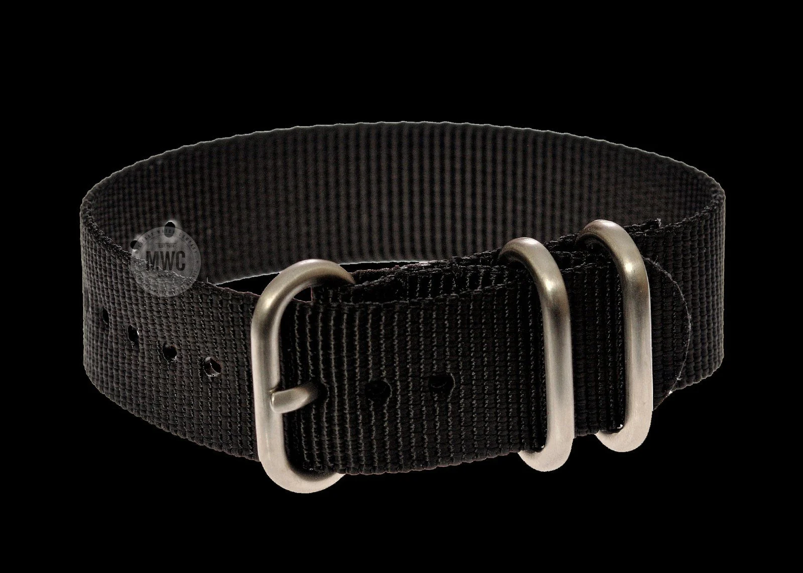 22mm Black Zulu Pattern Nylon Military Watch Strap - Image 2