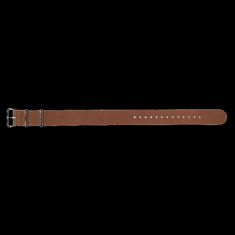 20mm Brown Leather NATO Military Watch Strap - Image 2