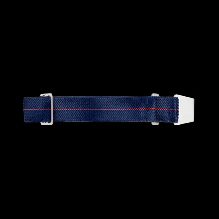 22mm Elasticated French Navy and Special Forces Strap in Navy with a Red Stripe - Image 2