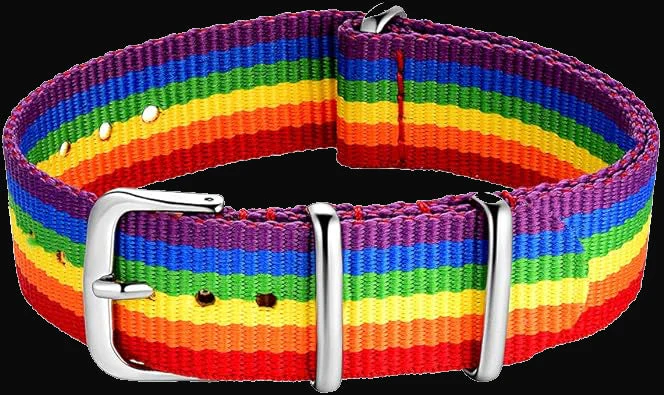 22mm LGBT Rainbow NATO Military Watch Strap in Ballistic Nylon Webbing - Image 2