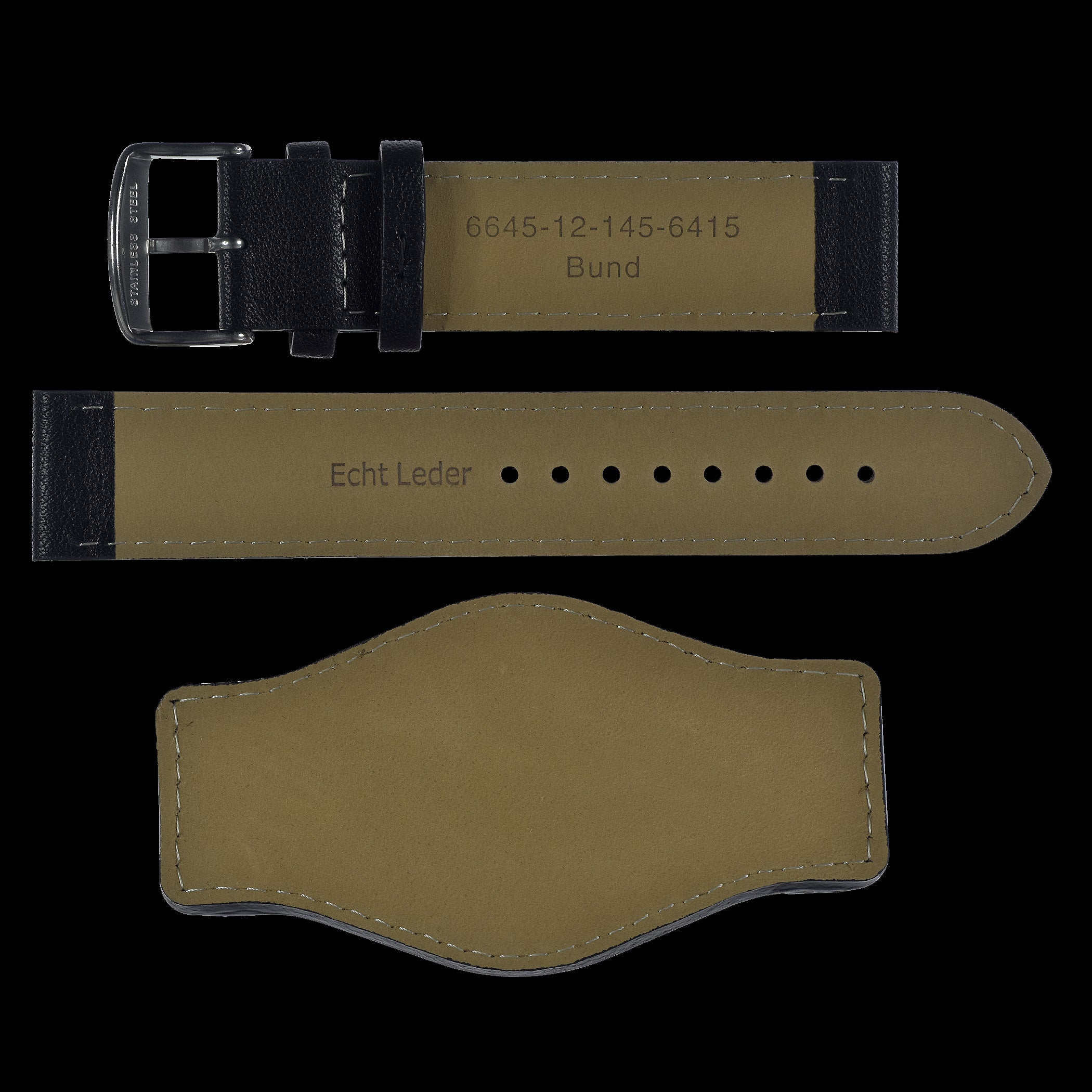 24mm German "Luftwaffe / Bund” Aviators Leather Military Watch Strap - Image 3