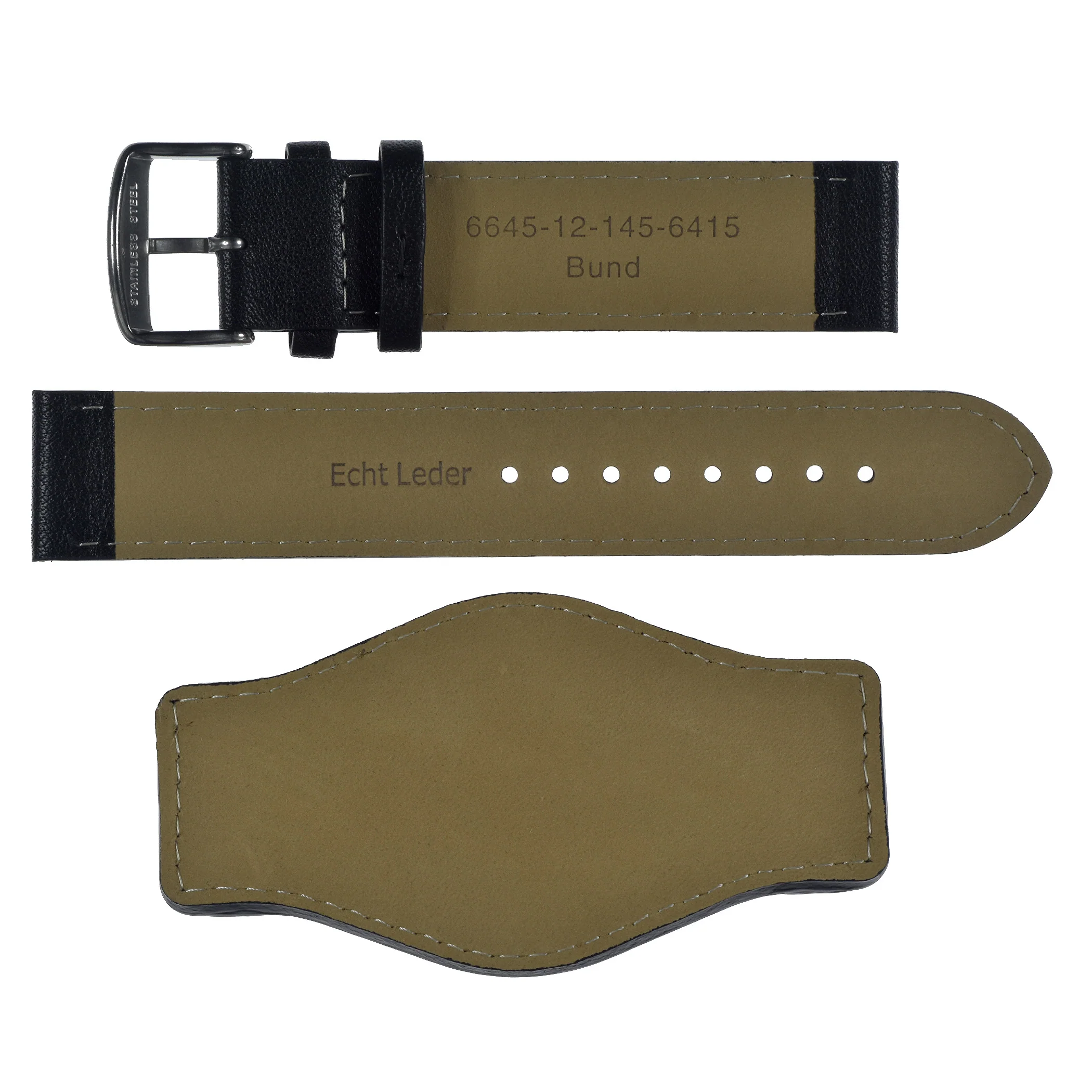 22mm German "Luftwaffe / Bund” Aviators Leather Military Watch Strap - Image 6