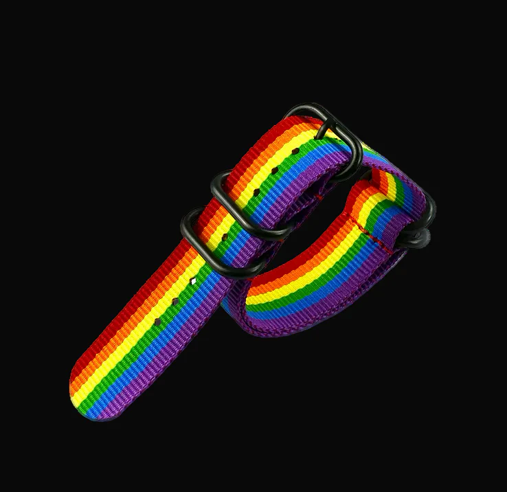 22mm LGBT Rainbow Zulu NATO Military Watch Strap in Ballistic Nylon Webbing