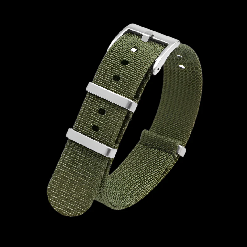 24mm Ribbed Army Green NATO Military Watch Strap