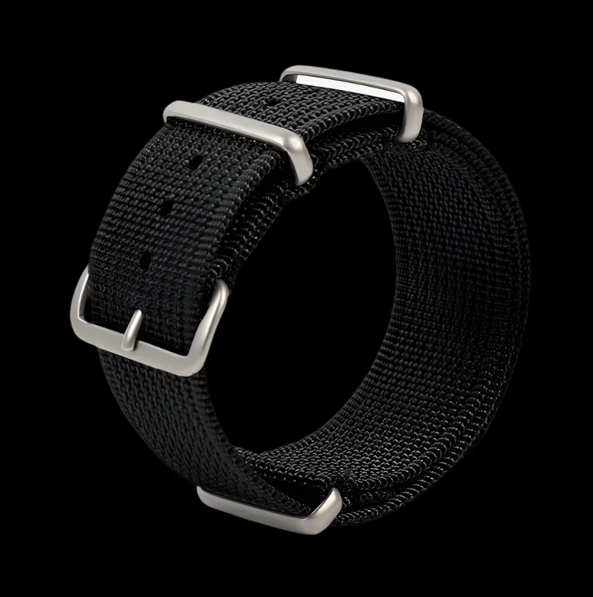 18mm Ribbed Black NATO Military Watch Strap - Image 2