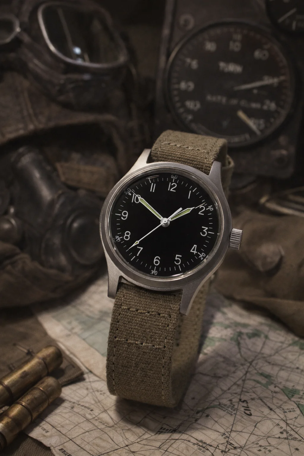 A-11 1940s WWII Pattern Military Watch, 100m/330ft Water Resistant With Shatter and Scratch Resistant Box Sapphire Crystal (Automatic) - Image 7