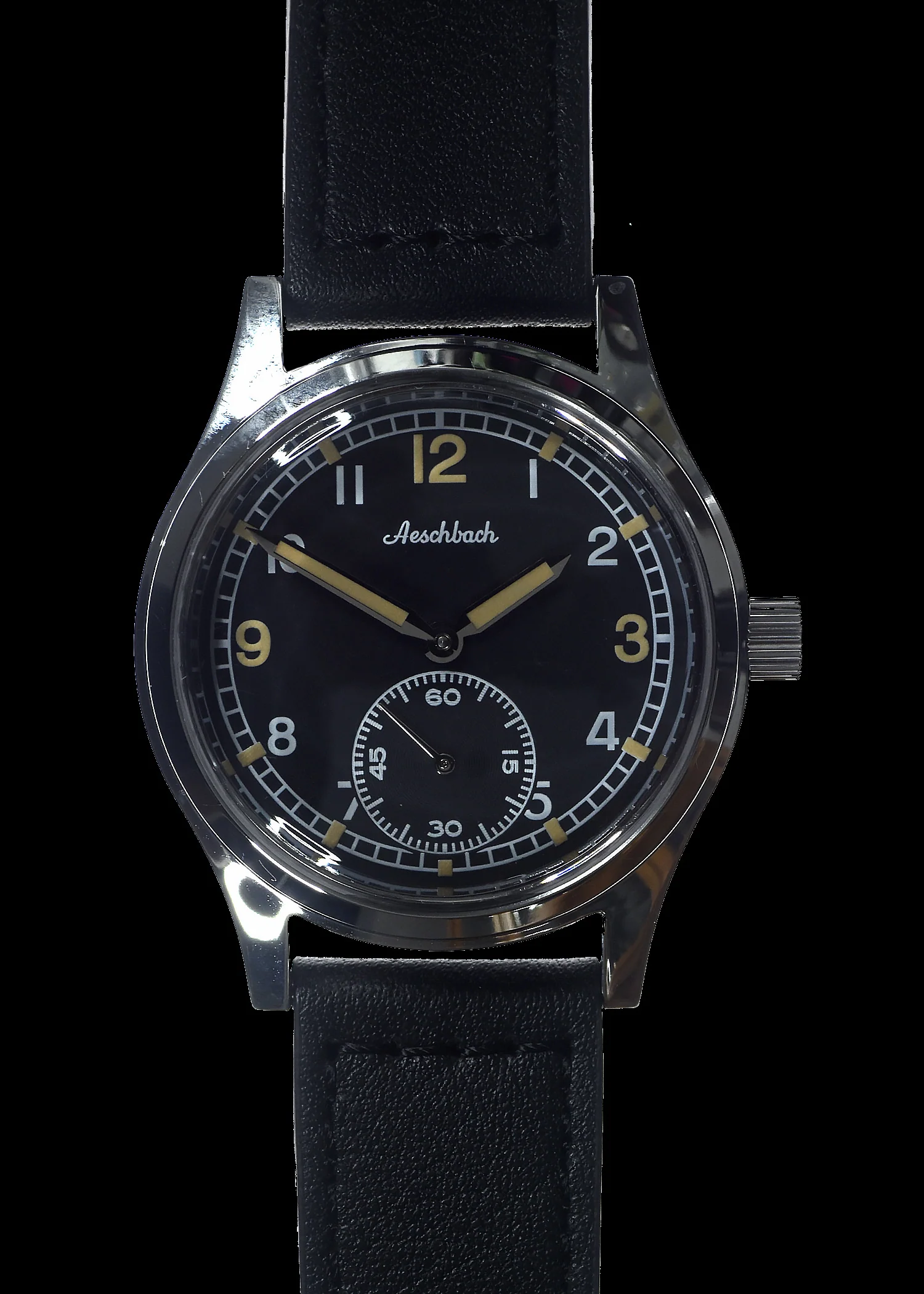 Aeschbach WW2 Pattern German Wehrmacht & Luftwaffe Dienstuhr (Army/Airforce Service Watch) with Sapphire Box Crystal and a 21 Jewel Automatic Mechanical Movement