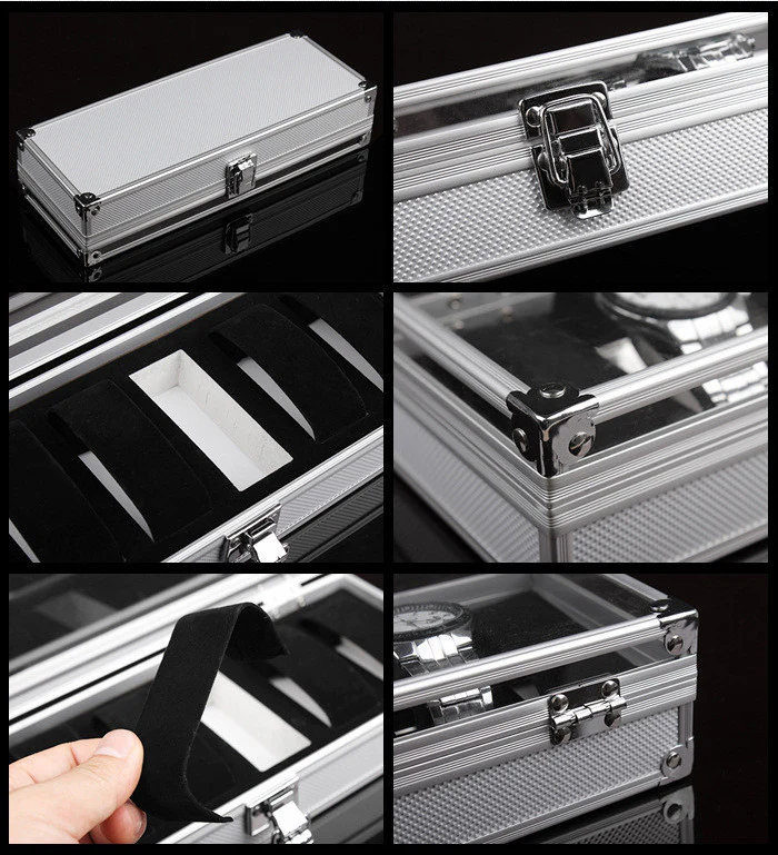 Aluminium Display Case for 12 Watches with Clear Lid - Image 3