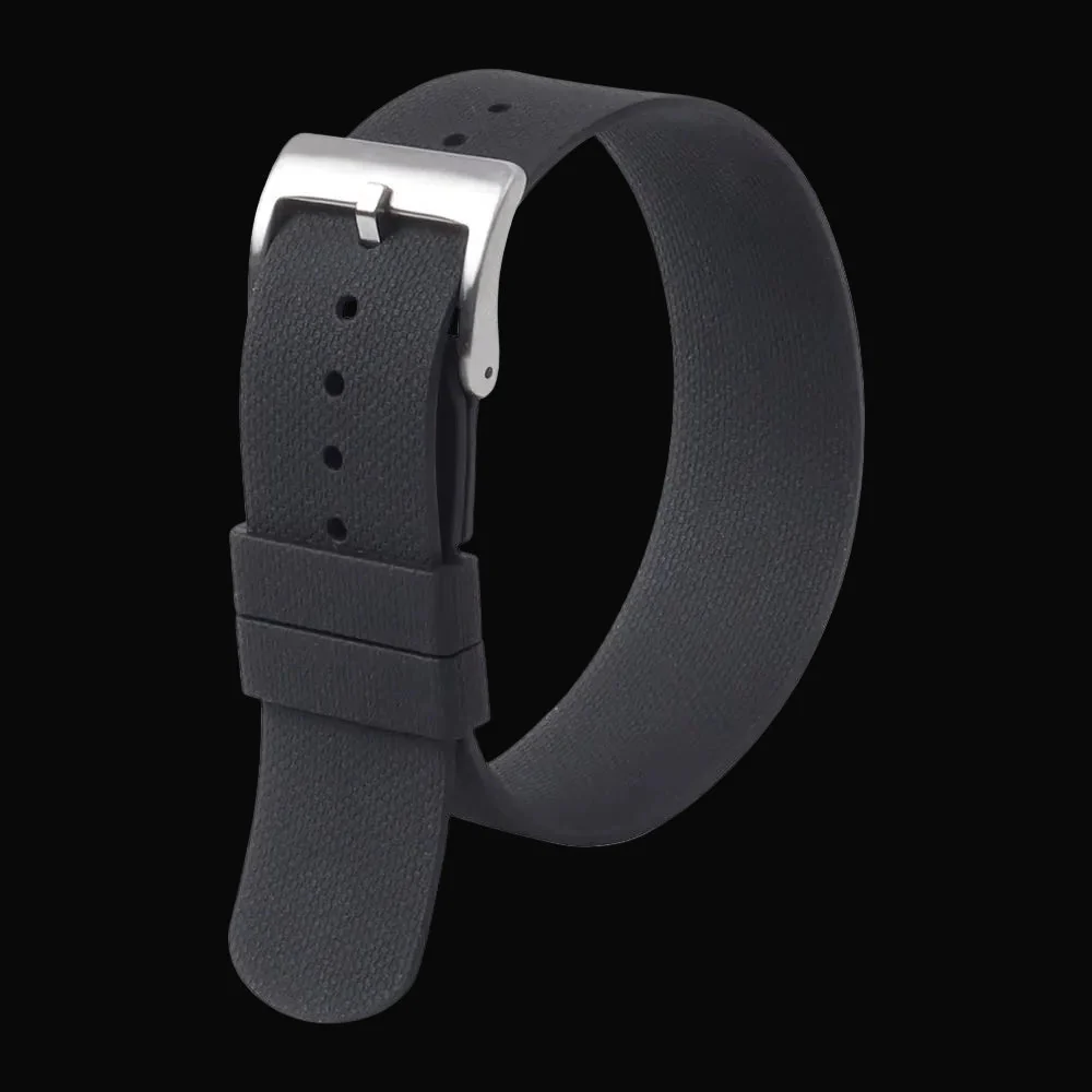 Black 20mm FKM Rubber Strap with Quick Release Feature for Fast and Easy Fitting and Removal - Image 2
