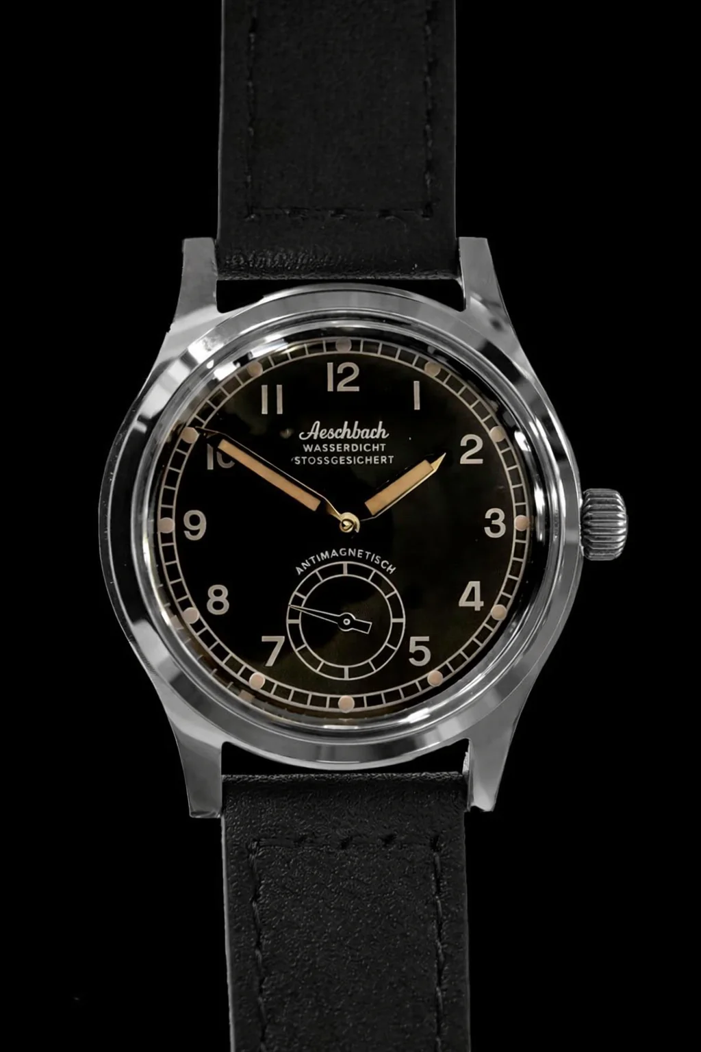Aeschbach WW2 Pattern Germany Luftwaffe / Reichsluftfahrtministerium (RLM) Pilots Watch with Sapphire Box Crystal and 21 Jewel Automatic Mechanical Movement
