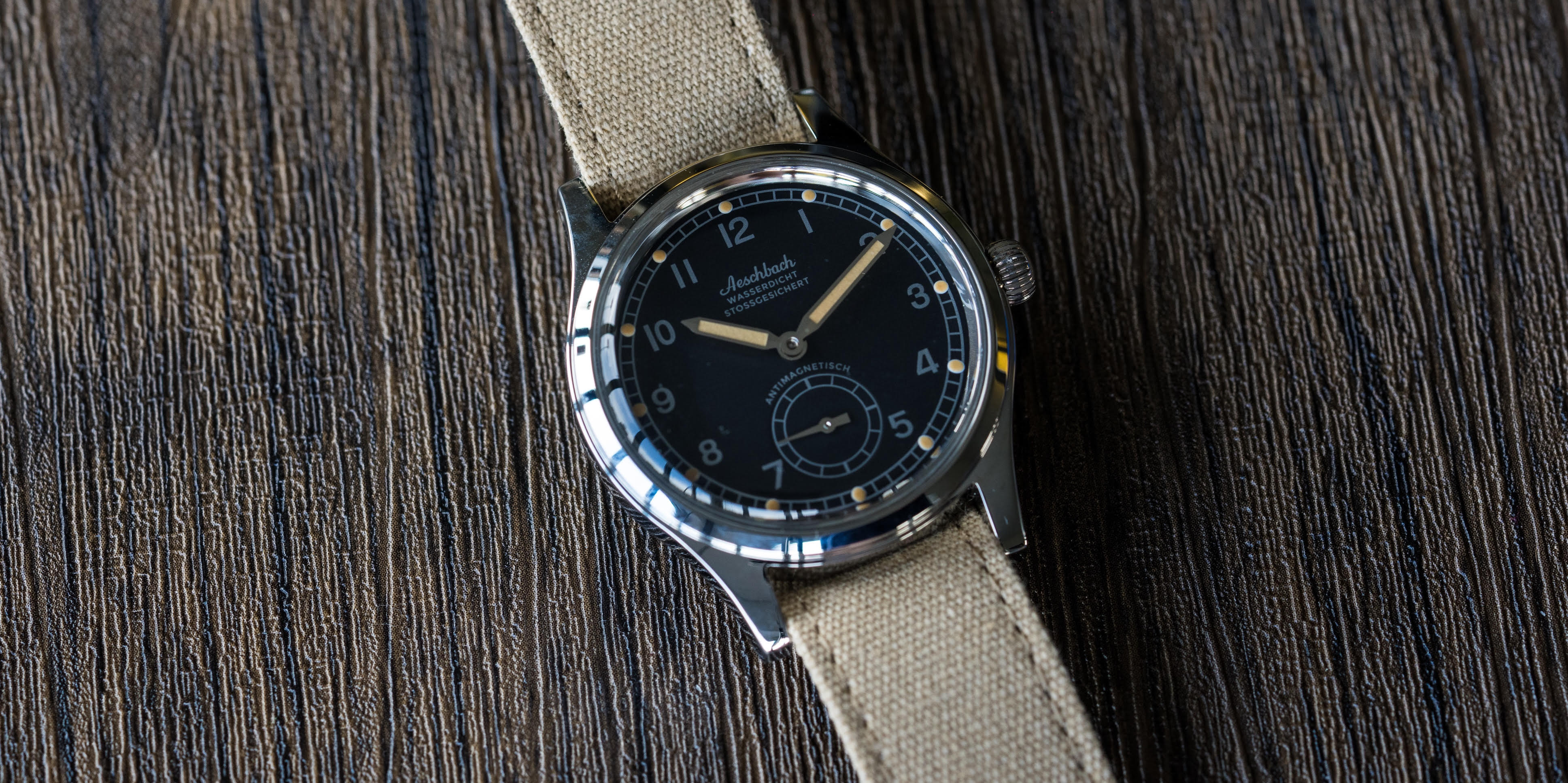 Aeschbach WW2 Pattern Germany Luftwaffe / Reichsluftfahrtministerium (RLM) Pilots Watch with Sapphire Box Crystal and 21 Jewel Automatic Mechanical Movement - Image 11