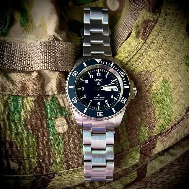MWC 24 Jewel 300m Automatic Military Divers Watch with Tritium GTLS Illumination, Sapphire Crystal and Ceramic Bezel and Steel Bracelet - Image 10