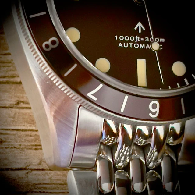 MWC Classic 1960s Pattern Dual Time Zone Automatic Divers Watch with Retro Luminous Paint and Sapphire Crystal on Matching Stainless Steel Bracelet - Image 10