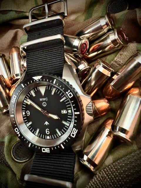 Stainless Steel Military Divers Watch with Automatic 24 Jewel Movement, 12/24 Hour Dial Format, Sapphire Crystal and Ceramic Bezel (Tactical Solid Strap Bars) - Image 16
