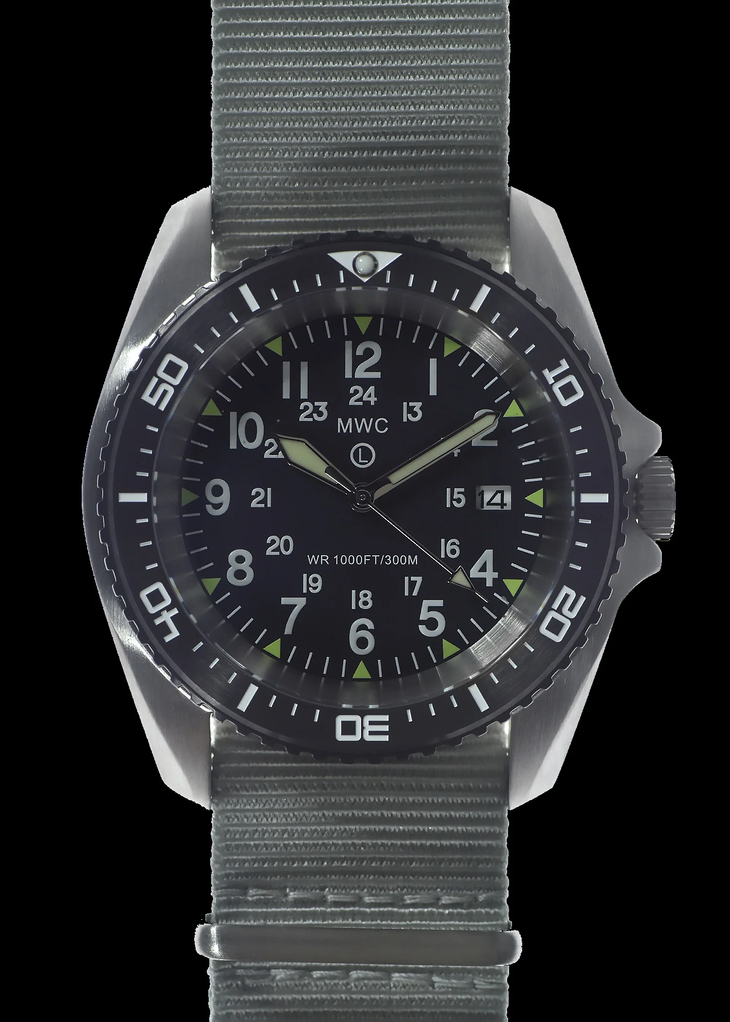 Stainless Steel Military Divers Watch with Automatic 24 Jewel Movement, 12/24 Hour Dial Format, Sapphire Crystal and Ceramic Bezel (Tactical Solid Strap Bars) - Image 2