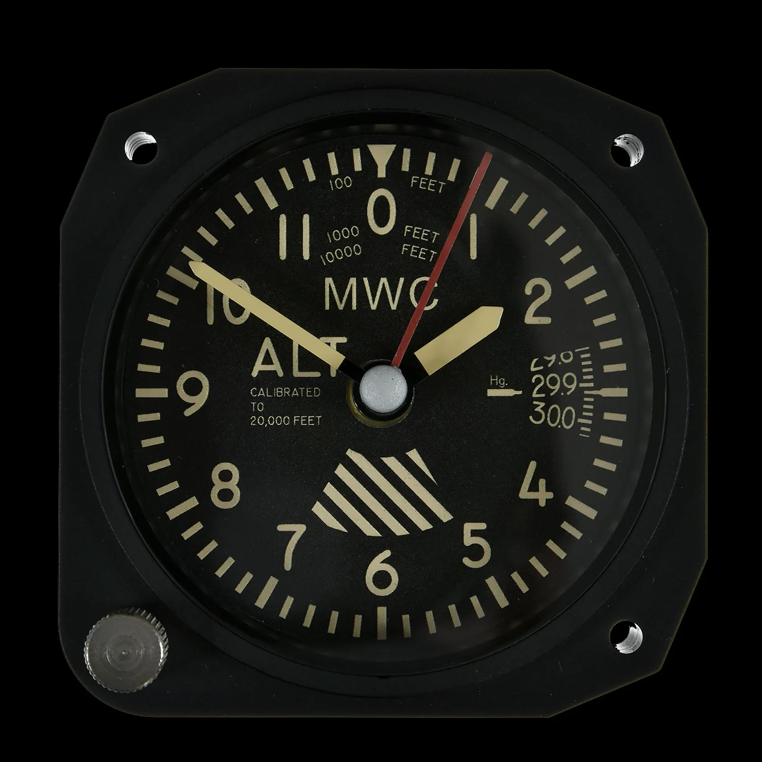 Limited Edition Replica Altimeter Instrument Desk Clock With Retro Dial in Matt Black Finish - Image 2