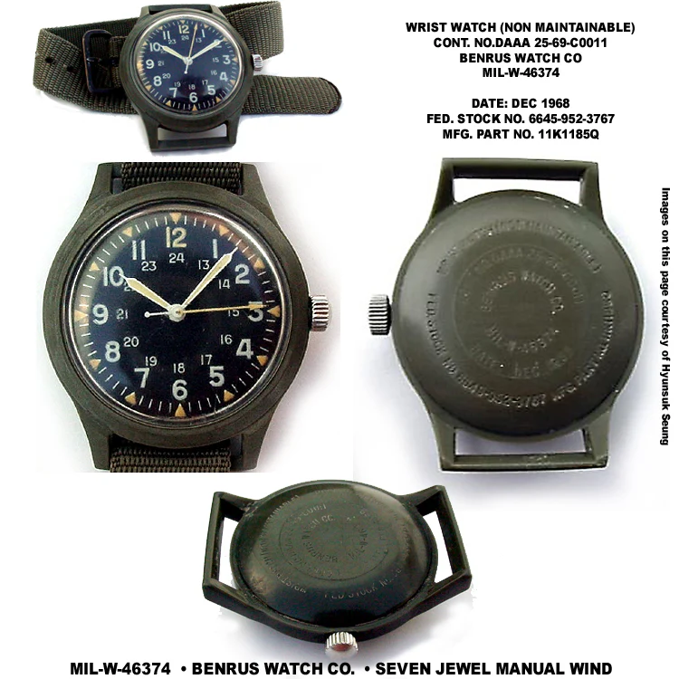 MWC Classic 1960s/70s Matt Black European Pattern Military Watch Webbing Strap - Image 7