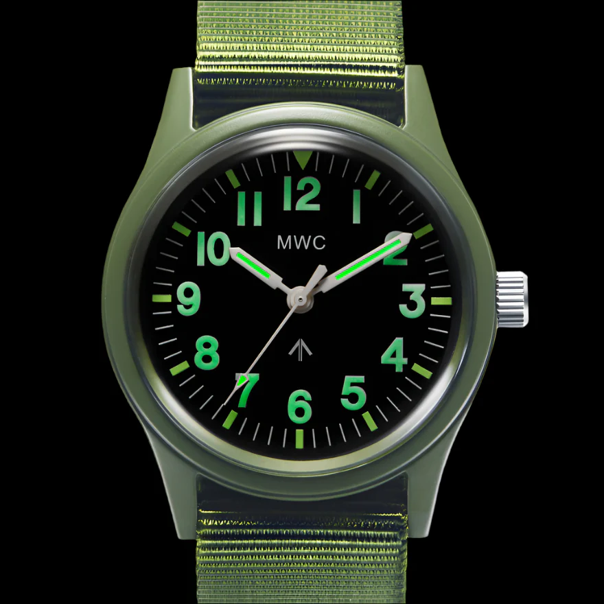 MWC Classic 1960s/70s Pattern Olive Drab European Pattern Military Watch on Matching Strap - Image 2