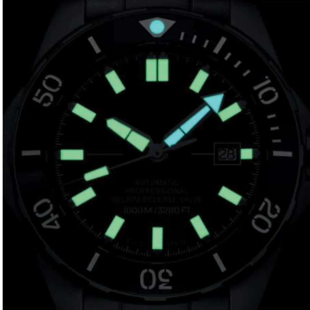 MWC 100ATM / 3,280ft / 1000m Water Resistant Diver's Watch  Stainless Steel Case with Helium Valve and Matching Bracelet  100% Swiss Made with Sellita SW200 26-Jewel Automatic Movement - Image 4