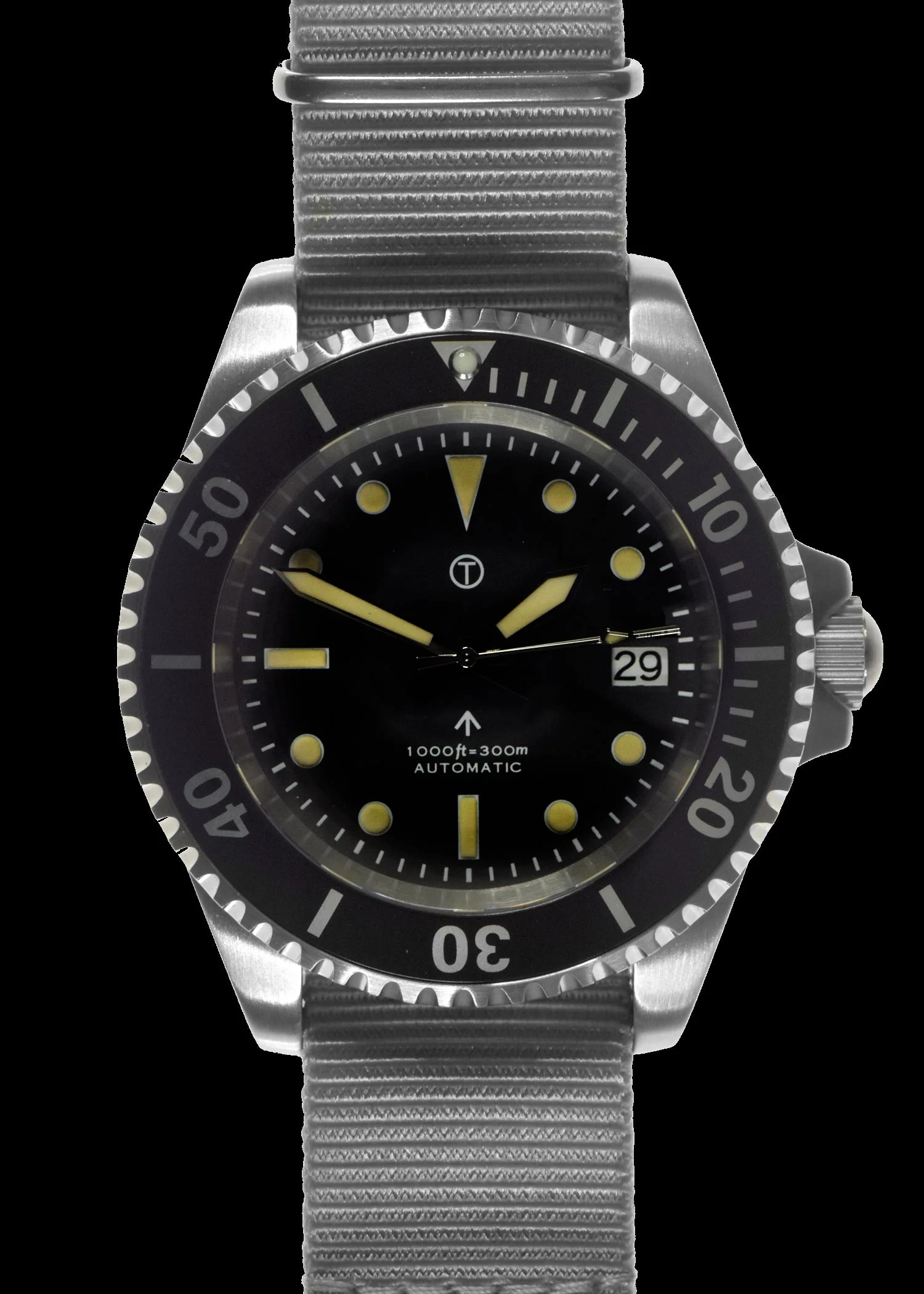 MWC 21 Jewel 1980s Pattern 300m Automatic Military Divers Watch with Sapphire Crystal and a Black and a Grey NATO Strap - Image 2