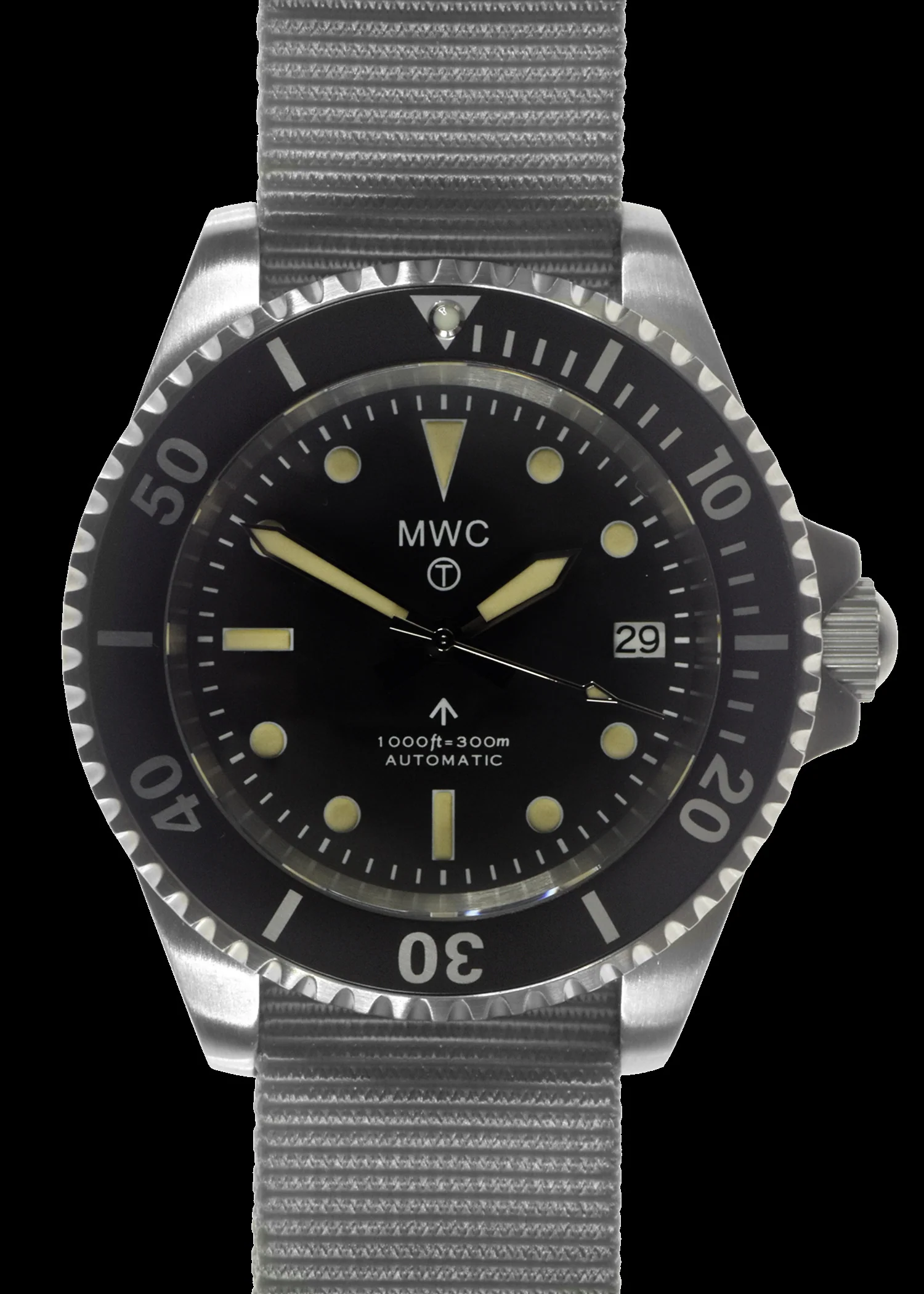 MWC 24 Jewel 1982 Pattern 300m Automatic Military Divers Watch with Sapphire Crystal on a NATO Webbing Strap (Date Version) - Image 2