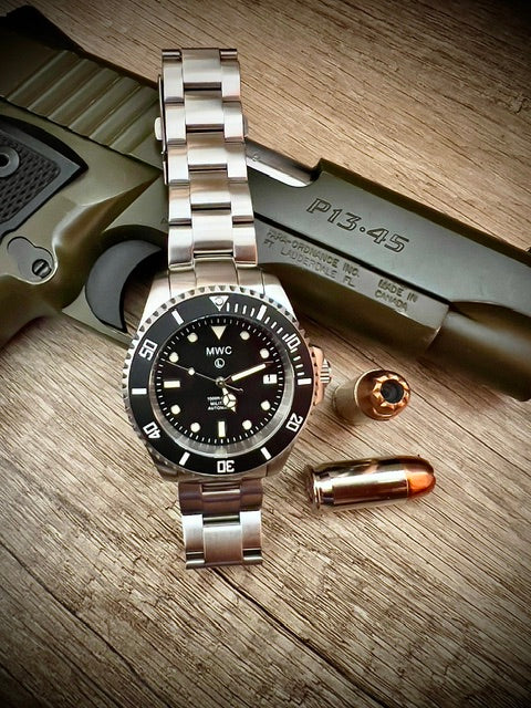 MWC 24 Jewel 300m Automatic Military Divers Watch with Sapphire Crystal and Ceramic Bezel on a Matching Stainless Steel Bracelet - Image 22