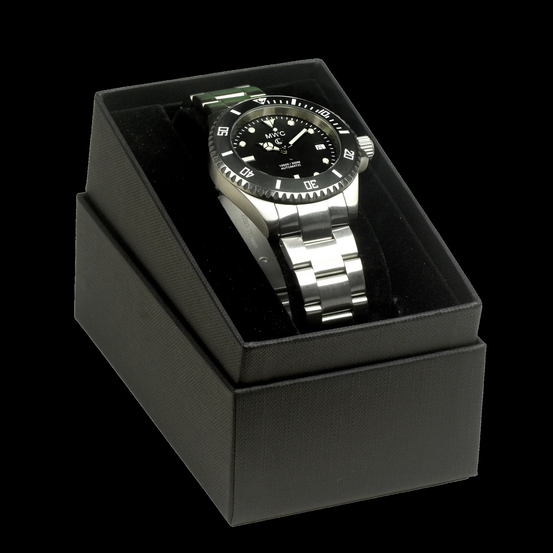 MWC 24 Jewel 300m Automatic Military Divers Watch with Sapphire Crystal and Ceramic Bezel on a Matching Stainless Steel Bracelet - Image 7