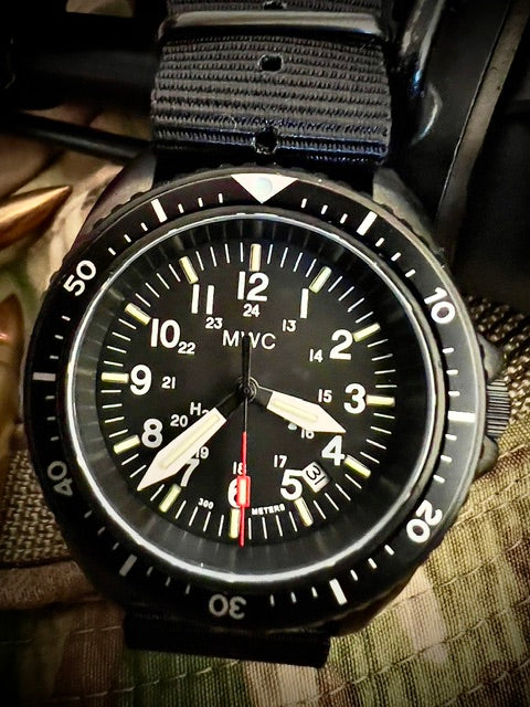 MWC Automatic Black PVD Military Divers Watch - Tritium / GTLS Illumination, Ceramic Bezel and Sapphire Crystal - Image 11