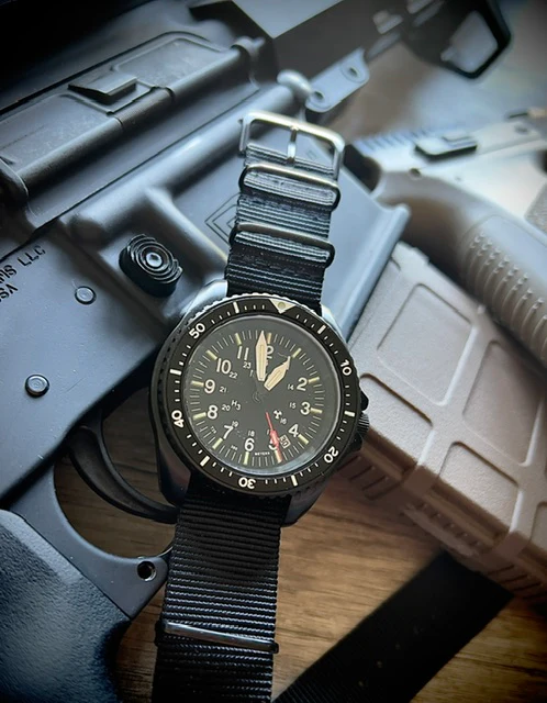 MWC Automatic Black PVD Military Divers Watch - Tritium / GTLS Illumination, Ceramic Bezel and Sapphire Crystal - Image 9