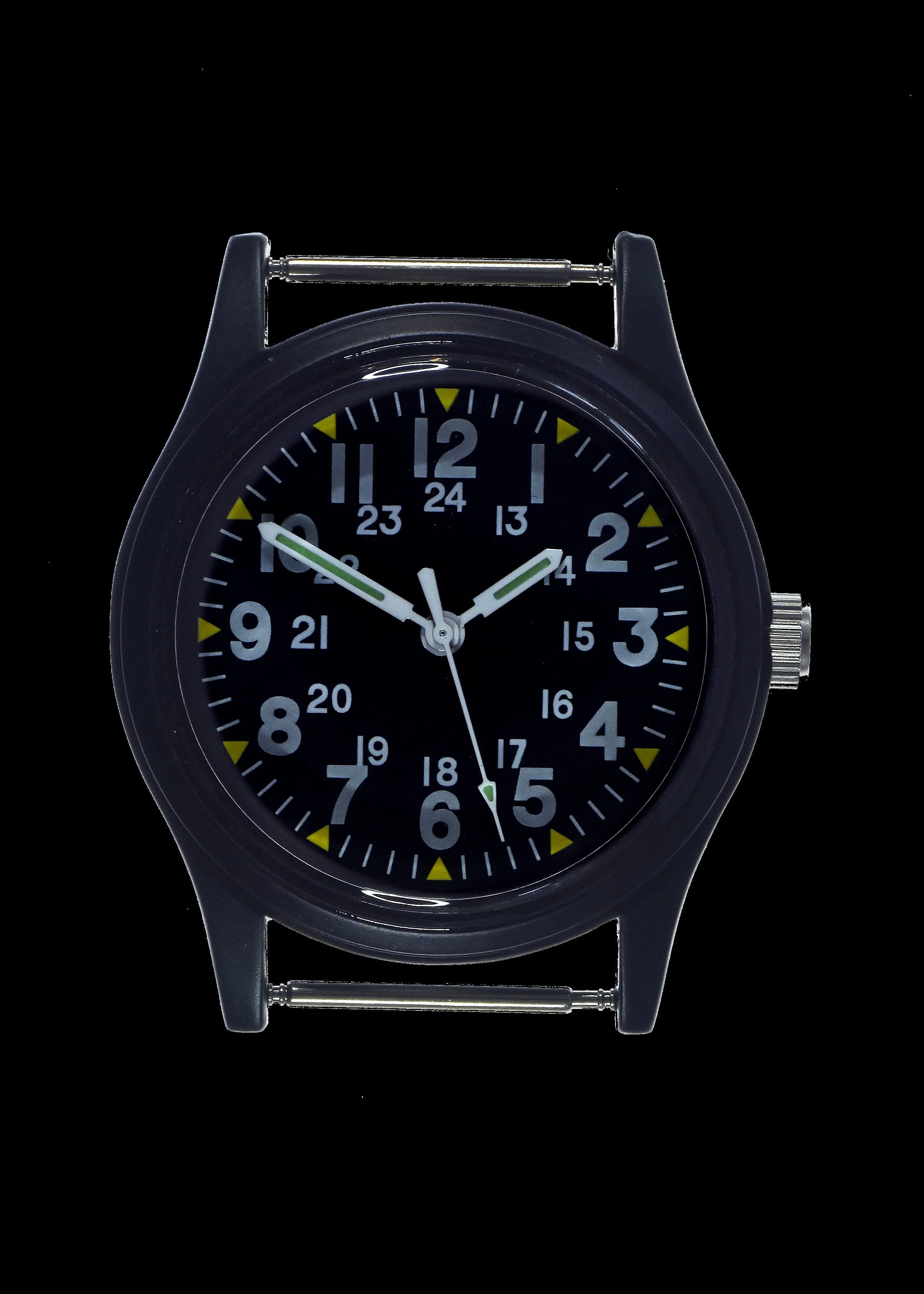 MWC Classic 1960s/70s Pattern Matt Black Vietnam Watch on Matching Webbing Strap - Image 2