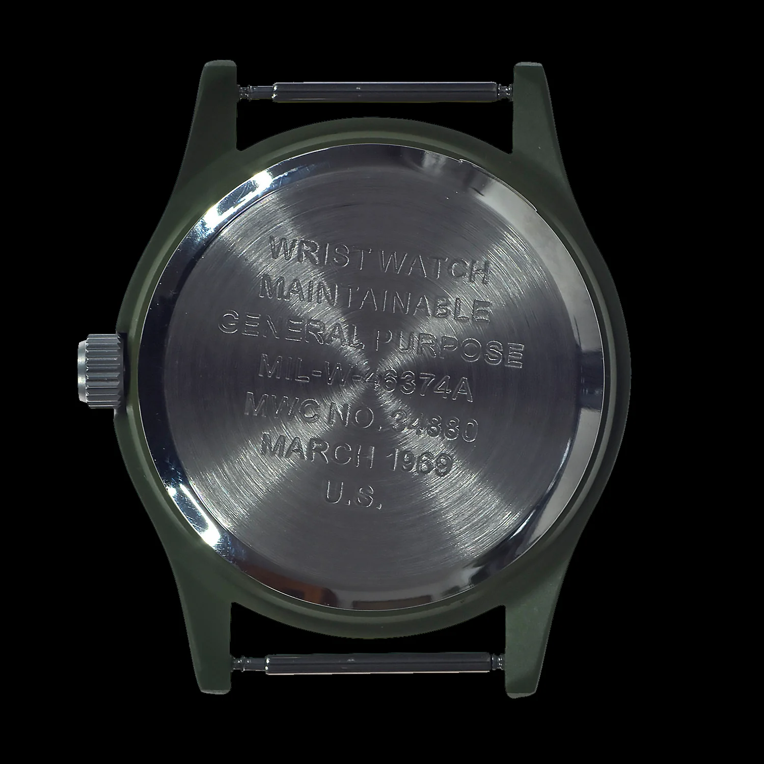 MWC Classic 1960s/70s Pattern Olive Drab Vietnam Watch on Matching Webbing Strap - Image 4