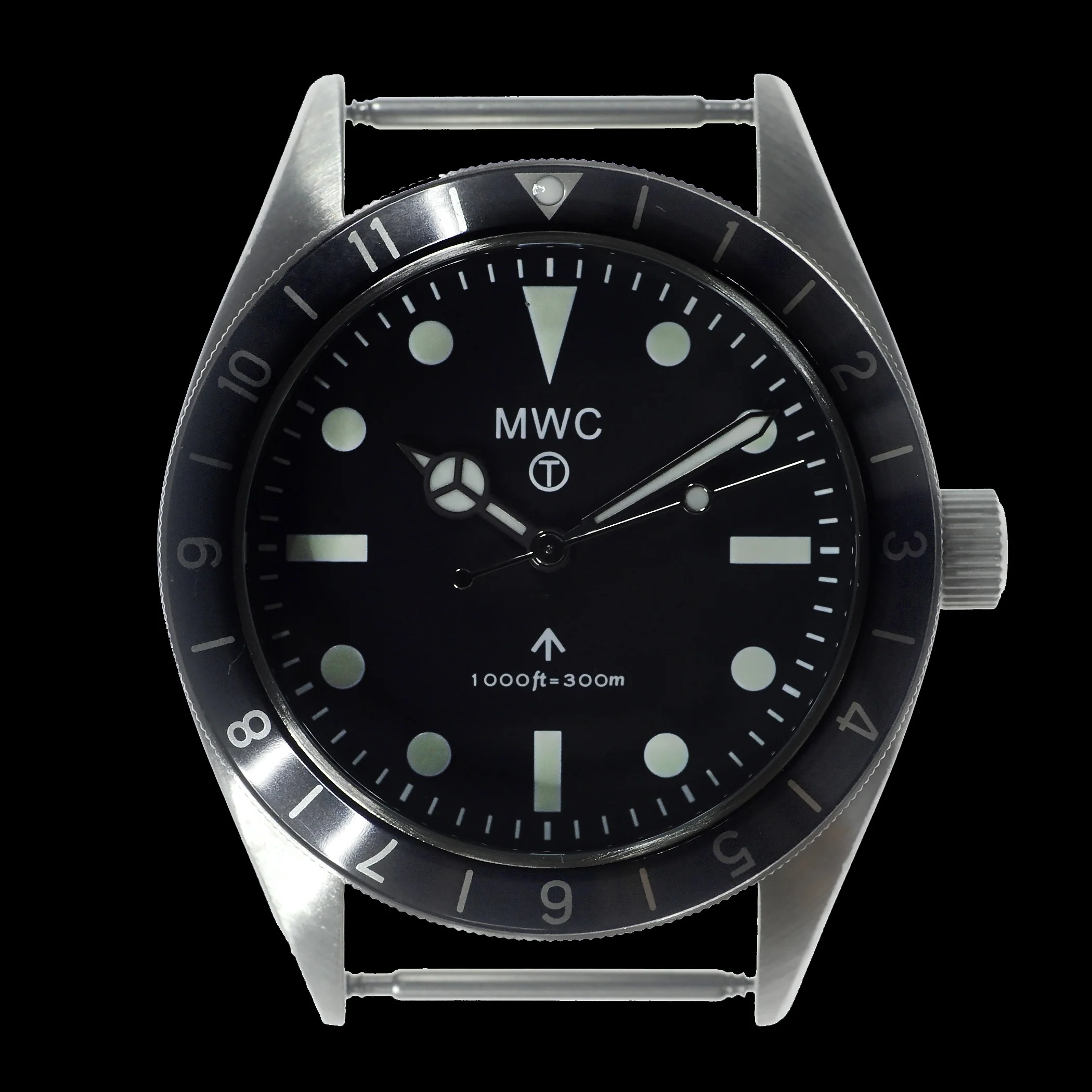 MWC Classic 1960s Pattern Dual Time Zone Divers Watch with Luminova Paint and a Hybrid Mechanical/Quartz Movement - Image 2