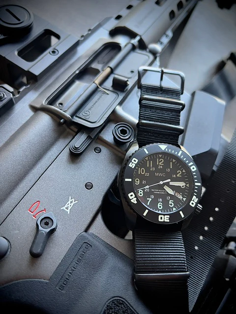 MWC "Depthmaster" 100atm / 3,280ft / 1000m Water Resistant Military Divers Watch in PVD Stainless Steel Case with Helium Valve (Automatic) - Image 11