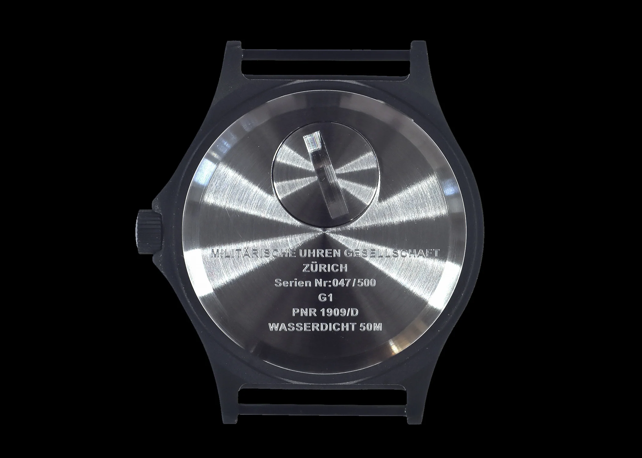 MWC G10 50m Water Resistant PVD Stealth with Battery Hatch, Solid Strap Bars and 60 Month Battery Life - Image 6