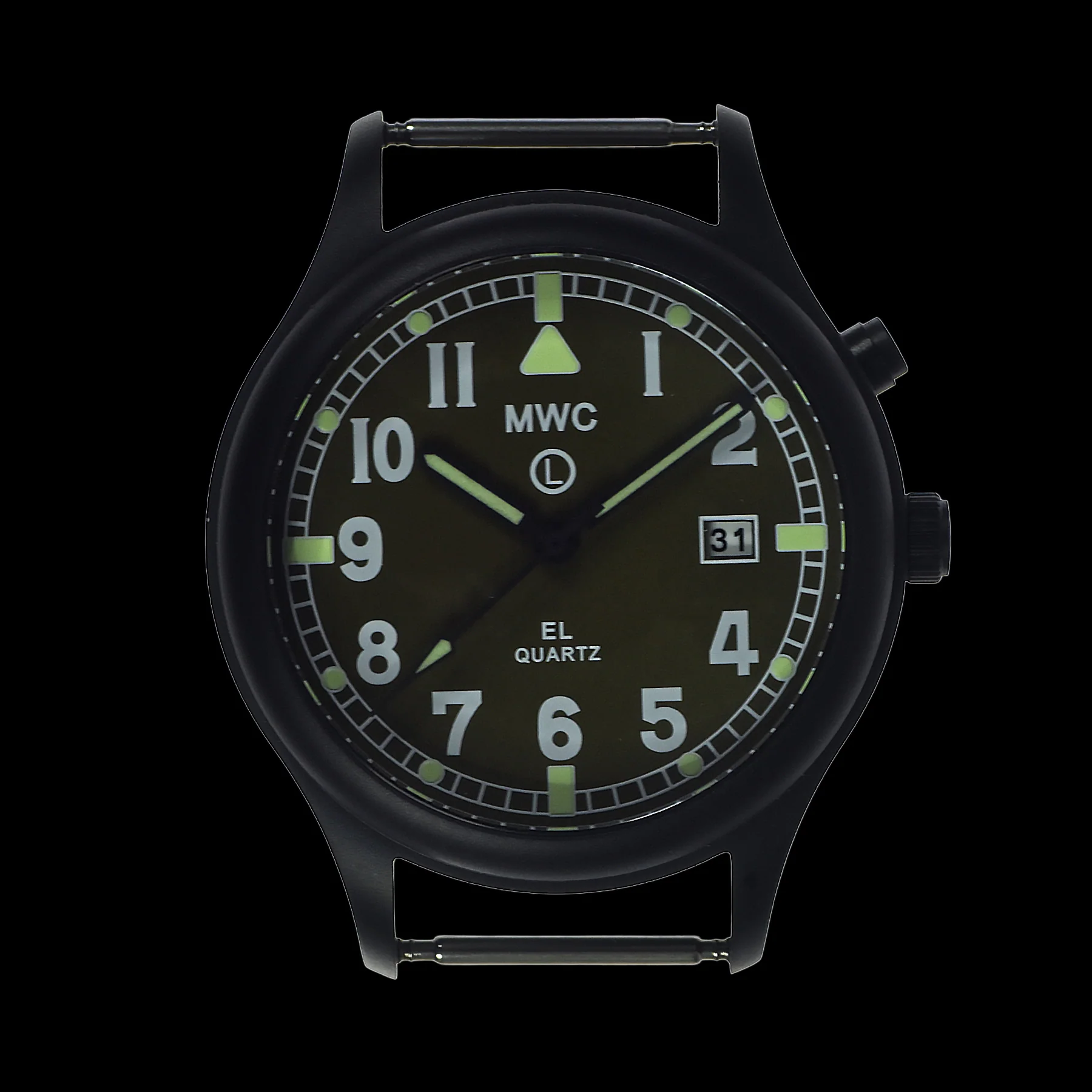 MWC G10EL Black PVD Steel General Service Watch with Olive Drab Electroluminescent (EL) Backlit Dial - Image 2