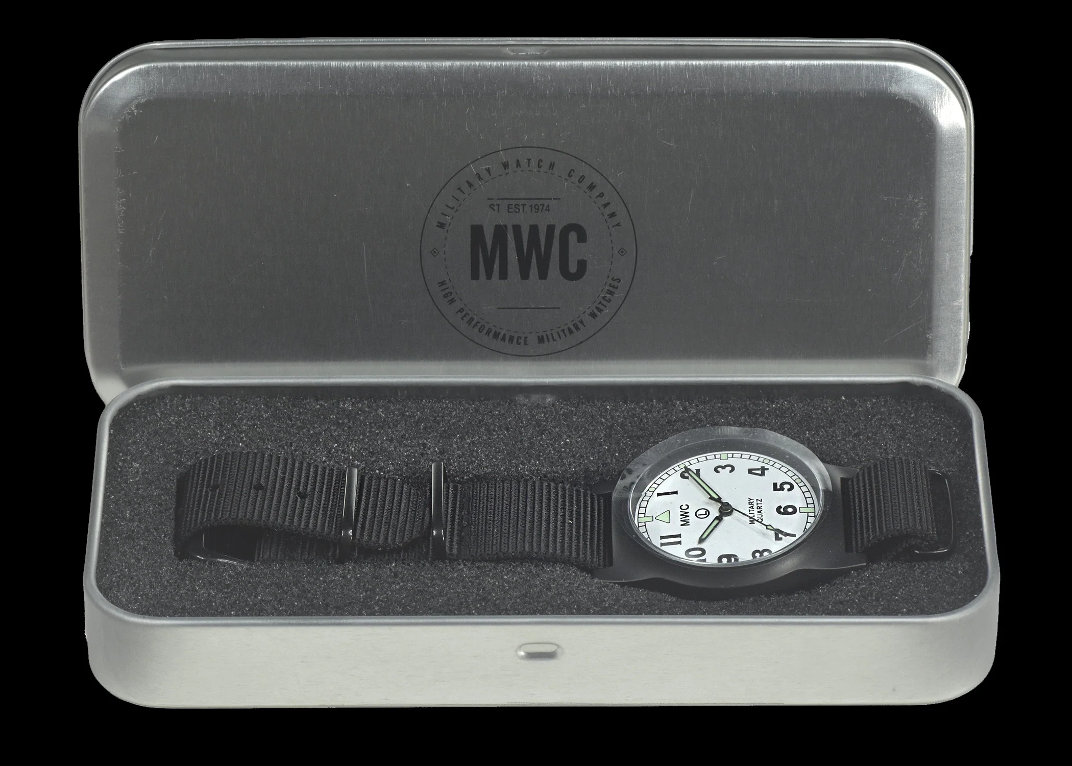 MWC G10LM European Pattern Military Watch With White Dial in Covert Non Reflective Black PVD Steel (Non Date Version) - Image 5