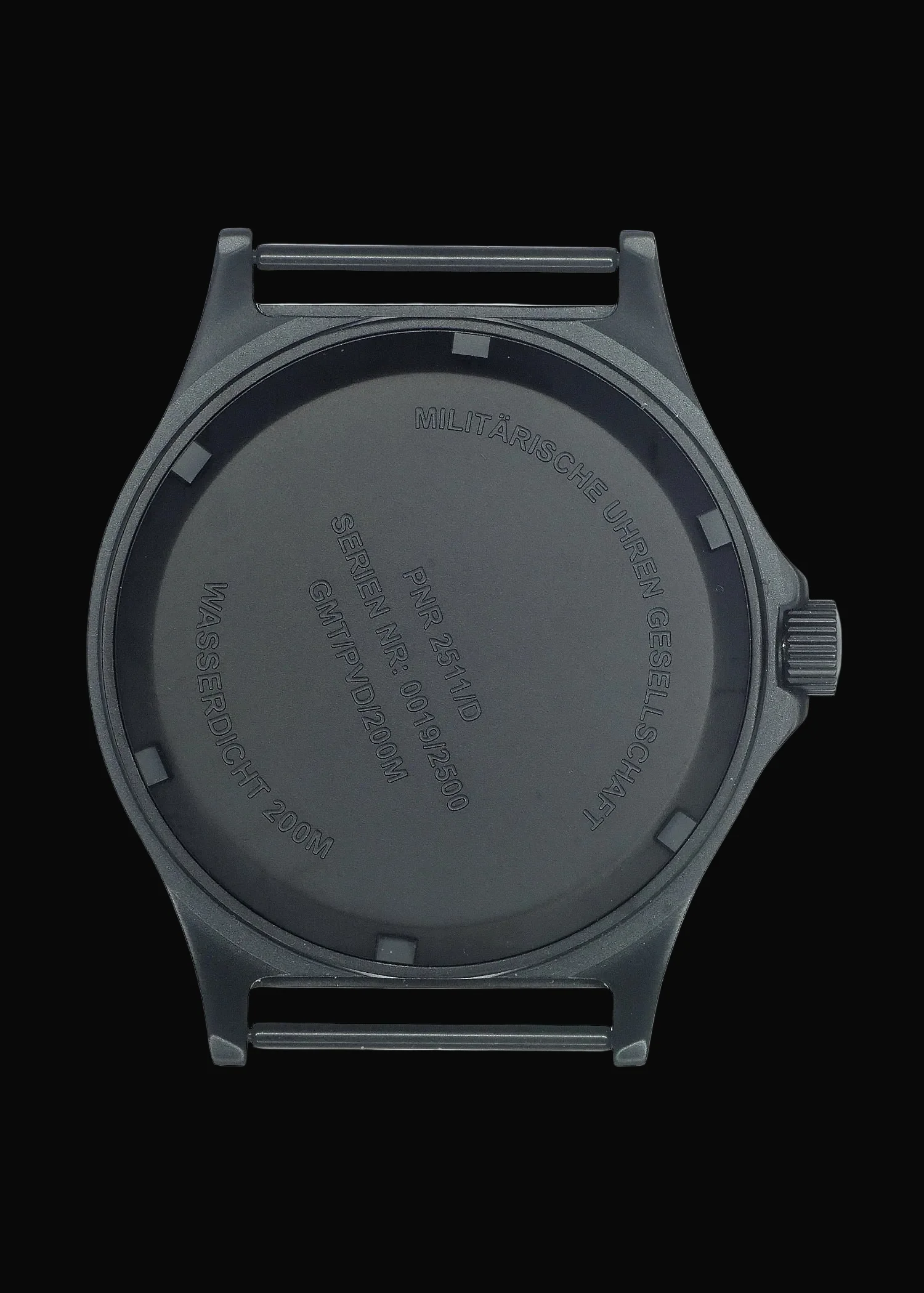 MWC GMT (Dual Time Zone) 200m/660ft Water resistant Military Watch in Black PVD Steel Case with Screw Crown - Image 5