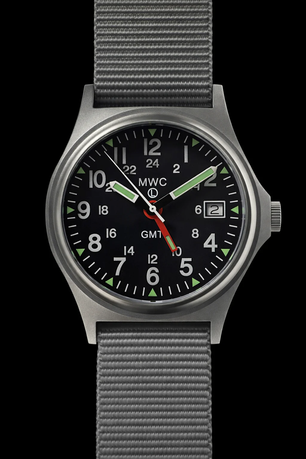 MWC GMT (Dual Time Zone) 200m/660ft Water resistant Military Watch in Stainless Steel Case with Screw Crown - Image 2