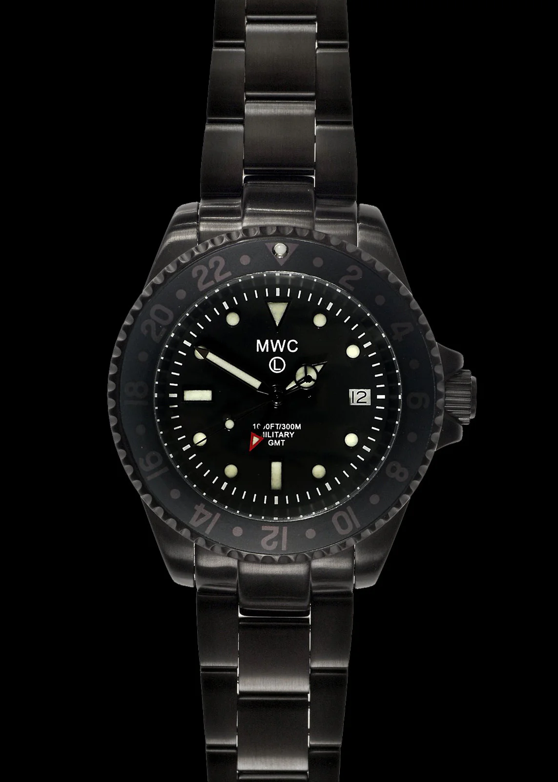 MWC GMT (Dual Time Zone) PVD Military Watch on Matching Steel Bracelet