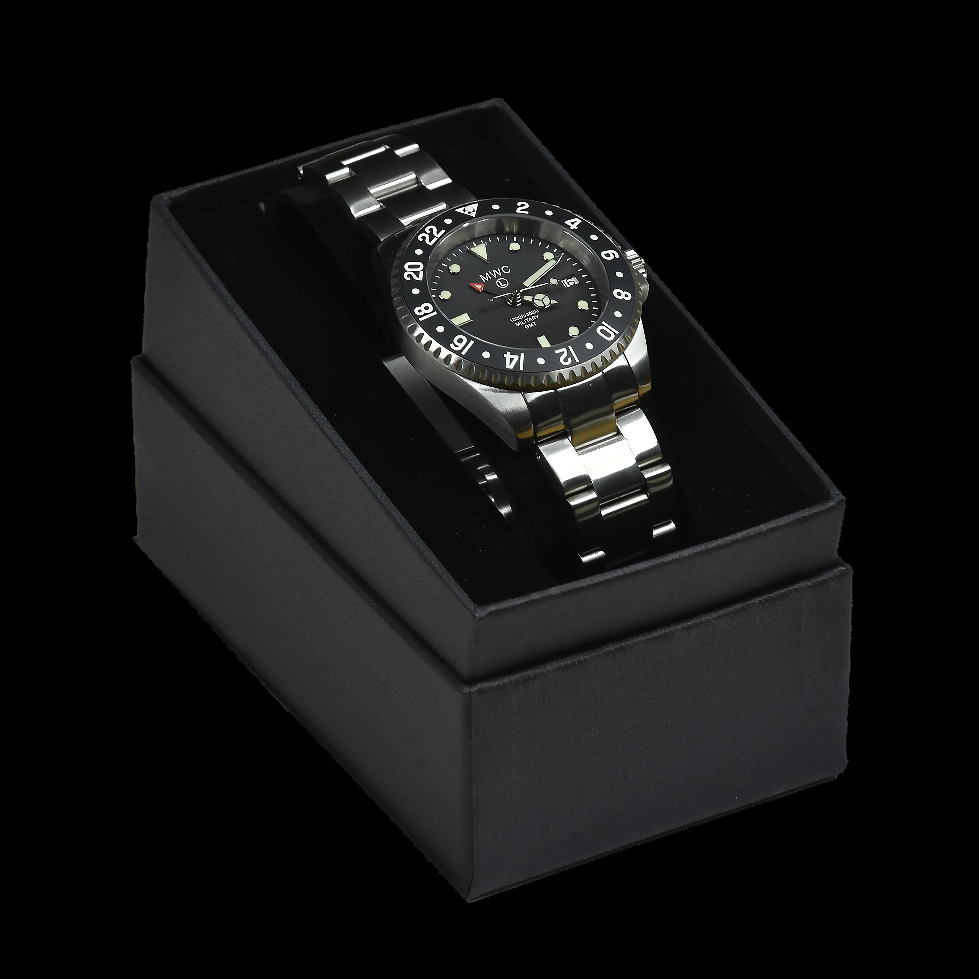 MWC GMT (Dual Time Zone) Stainless Steel Military Watch with Sapphire Crystal and Ceramic Bezel on a Matching Stainless Steel Bracelet - Image 4