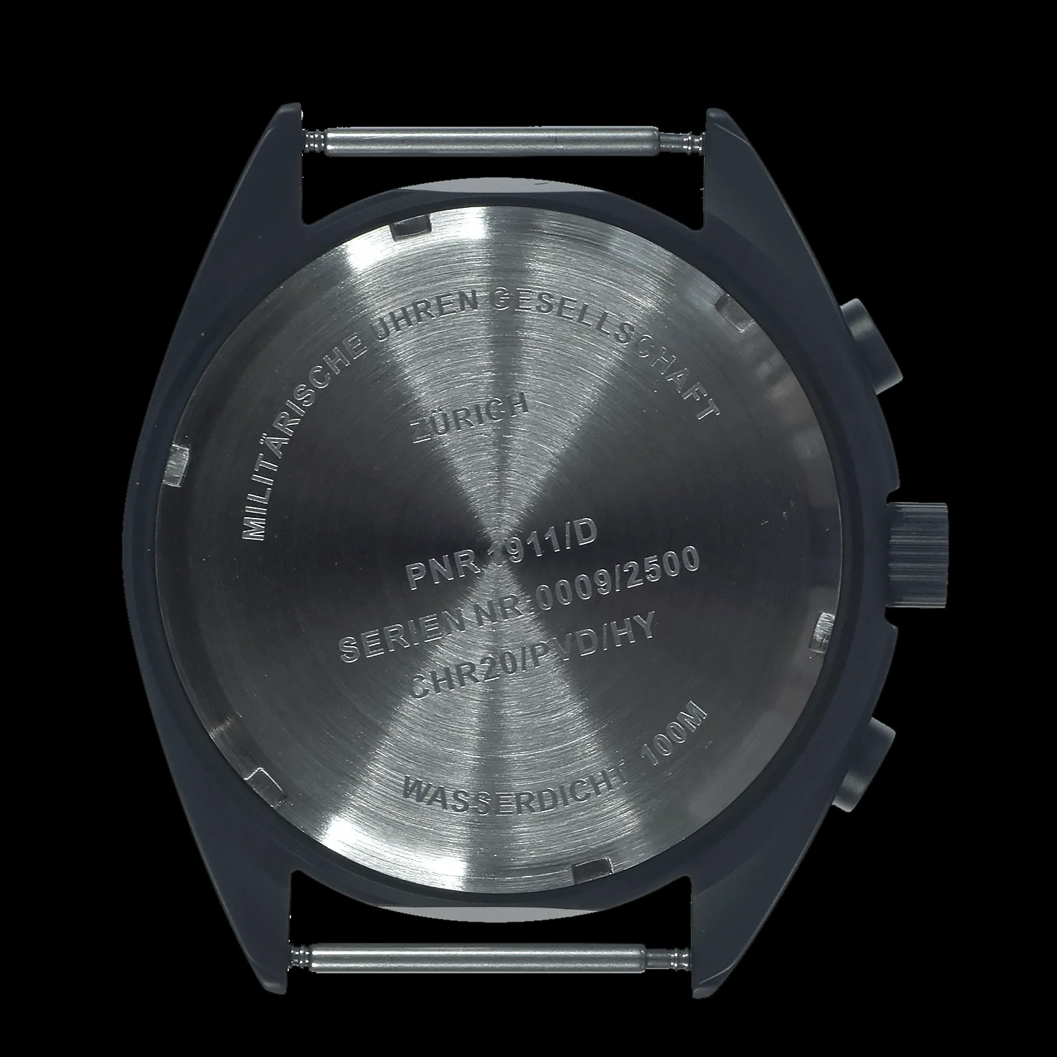 MWC Mechanical/Quartz Hybrid NATO Pattern Military Pilots Chronograph in Non Reflective Black PVD Finish - Image 4