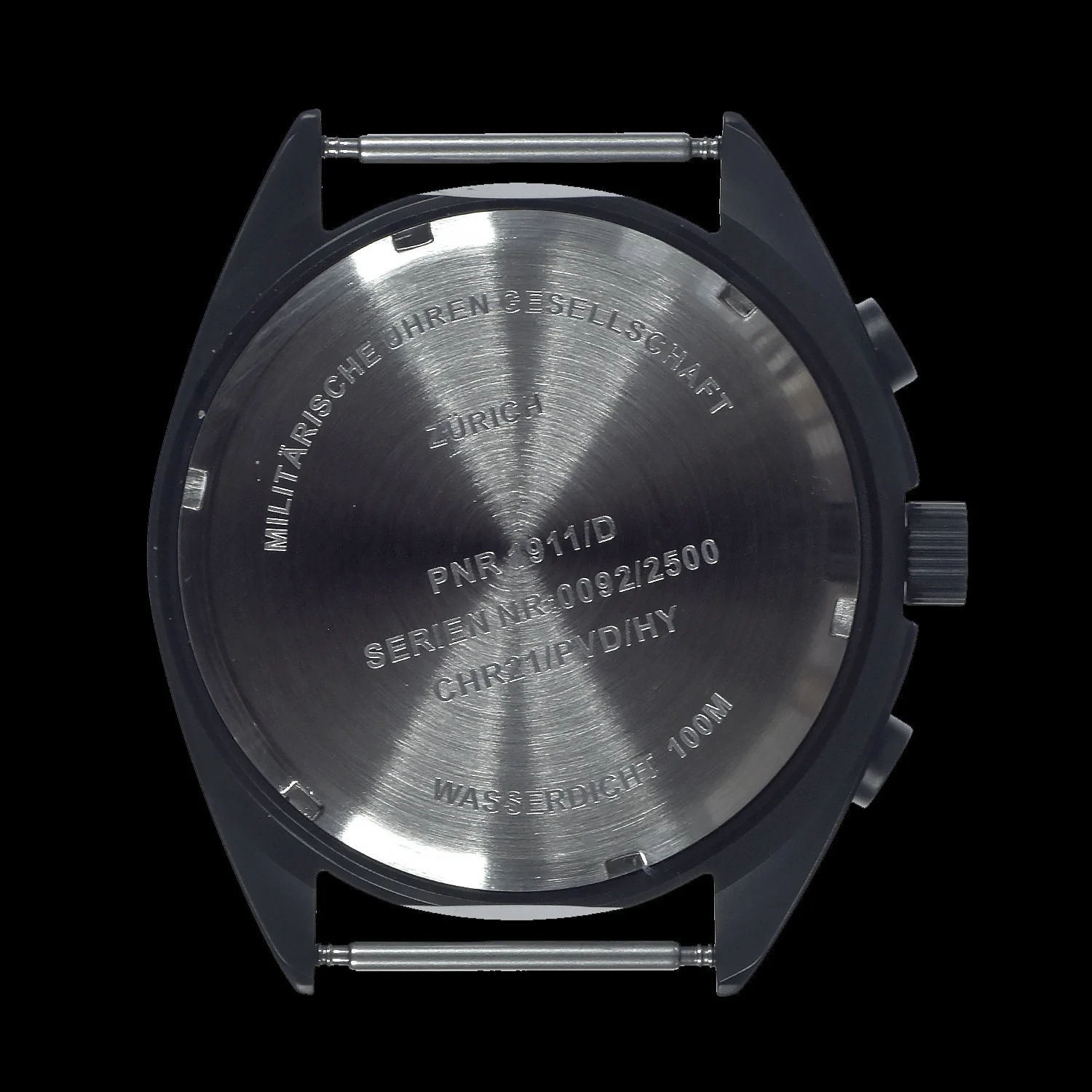 MWC Mechanical/Quartz Hybrid NATO Pattern Military Pilots Chronograph in Non Reflective Black PVD Finish with Sapphire Crystal - Image 4